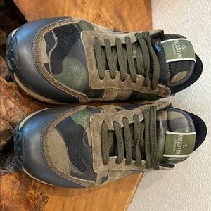 Valentino Men's Camouflage Sneakers in Green and Black